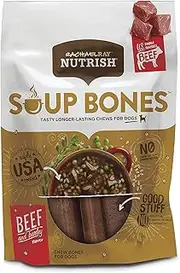 Rachael Ray Nutrish Soup Bones Dog Treats, Beef and Barley Flavor, 3-Count Pkg, 6.3-Ounce, Pack of 8