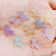 100 Pcs Cute Mini Kawaii Color Resin Deer Figurine Crafts Flatback Cabochon
