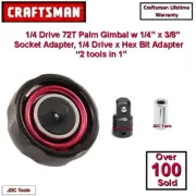 Craftsman 1/4 Gimbal Palm Socket Ratchet Wrench w 3/8 Adapter “2 Tools in 1”