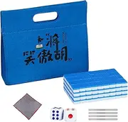 Mahjong Tile Set, Small Travel Mahjong Pack, Mahjong Board Game, Family Mahjong Game with Tablecloth, Carrying Bag, Dice, and Tile Ruler for Holiday Birthday