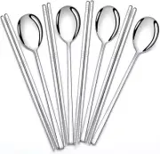 4 Set Chopsticks Spoons Non Slip Reusable Stainless Steel Chopsticks Korean Soup