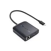 Cable Matters 8K HDMI USB C Hub (USB-C HDMI Dock 4K @120Hz) with 2X USB 3.0 Ports, Gigabit Ethernet, 100W Power Delivery Charging in Black