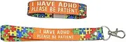 PAPER PLANE LONDON Set of I have ADHD please be patient elastic Wrist band wristband & Key tag Set butterfly ADHD awareness Zigsaw puzzle, 19 CM X 2 CM, Polyester
