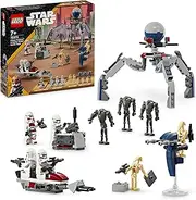 LEGO Star Wars Clone Trooper & Battle Droid Battle Pack Set, Buildable Kids' Toys for 7+ Year Old Boys & Girls, with 4 Minifigures, 5 Droid Figures and a Speeder Bike for Fans of The Clone Wars 75372