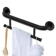Black Grab Bar Towel Rack Combo, Handicap Towel Bar for Bathroom, Stainless S...