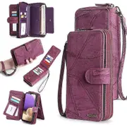 MEGSHI 004 Series Anti-drop Stand Cover for Samsung Galaxy A12 Detachable Zipper Wallet Leather Case
