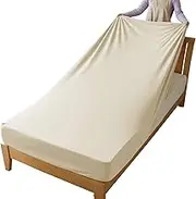 Merry Night Stretchy-Stretch Fitted Sheet, Soft, Brushed Type, Semi-Double to Double Size, Mattress and Shikibuton Cover, Ivory