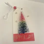 1pc "Happy Always" Hanging Tag RAINBOW TREE Christmas Ornament H-5"-New item!