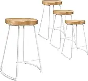 ALFORDSON Bar Stools Set of 4 Dining Chairs Kitchen Barstools Counter Wooden Stool with Footrest 65cm White Tractor Vintage Home Bar Dining Room Funiture