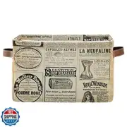 LELEGO Rectangular Storage Basket Vintage Newspaper Quote Storage Bins Boxes