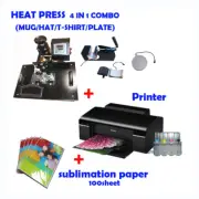 4 in 1 HEAT PRESS MACHINE + Printer (with ink) + Sublimation ink paper