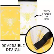 Bee Velour Beach Towel- Yellow/ White