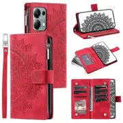 Style 006 For Xiaomi 14T Phone Case Mandala Flower Pattern PU Leather Zipper Wallet Stand Cover