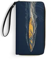[BFGWK] Large Wallet Novelty Surfboard Printing Long Wallet With Zipper Leather Wallet Suitable For Both Men And Women, style, 19.7x10.5cm, Style, 19.7x10.5cm, 现代