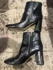 Marc Fisher Women's Fellie2 Fashion Boot 9.5 Nebalia Croc-Embossed Black