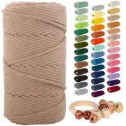 Macrame Cotton Cord 5mmx109 Yard 4 Strand,Natural Handmade 4 Twisted Cotton R...