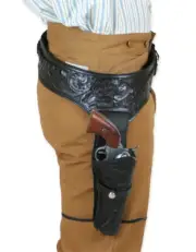 .22 Western Gun Holster Belt Leather Revolver Pistol Tooled Right Handed Draw