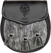Maule Semi Dress Sporran Fur Plain Leather Flap Scottish Clan Crest