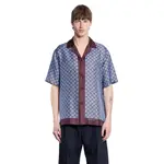 [GUCCI] GG Silk Twill Bowling Shirt Blue