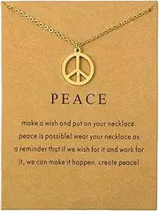 [Caiyao] Hippie Style Peace Sign Necklace Metal Love Peace Sign Pendant Necklace Vintage Retro Party Dressing Accessories Adjustable Collar Jewelry for Women Men
