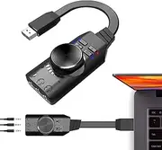USB Sound Card | Virtual 7.1 Surround Sound External Sound Card for Laptop with Volume Control - Portable USB Audio, 3.5mm Sound Card, Driver Free USB Audio Interface for Headset, Headphone, Borato