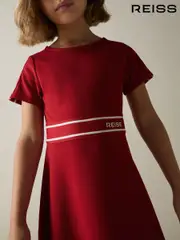 Reiss Red Lowri 9-13 yrs Interlock-Jersey Logo-Waistband Dress (AL7805) | $110