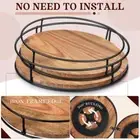 Storage Shelf Rotating Wood Kitchen Iron Spice Rack