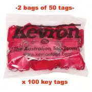 KEVRON KID-5 2 Bags Of 50 RED Plastic Click Key Tags 100 TAGS -FREE POST ID5