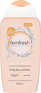 Femfresh Daily Wash - Shower Gel - With Aloe Vera & Calendula Extracts - pH & Microbiome Balanced - 94% Natural Ingredients - Hypoallergenic and Soap Free - Body Wash - Feminine - 250ml