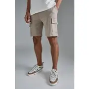 Mens Taupe Slim Interlock Cargo Short