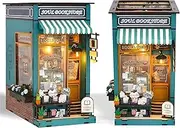 Soul Bookstore DIY Book Nook Kit – Miniature Wooden Book Nook Bookshelf Insert with LED Lights | 3D Fantasy Bookstore Model Craft Kit for Adults & Teens, Ideal for Book Lovers & Crafters