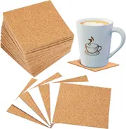 36Pieces Self-Adhesive Cork Coasters Squares Cork Mats, Reusable Cork Board Cork Backing Sheets for Coasters (36, 100X100X2mm)