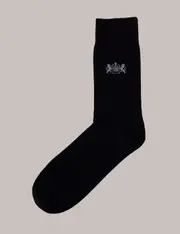 Hawes & Curtis 3 Pack Black Crest Cotton Socks Size: Medium