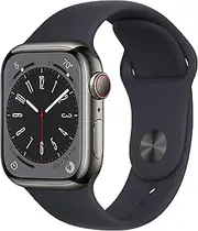 [Apple] Watch Series 8 (GPS + Cellular 41mm) Smart Watch - Graphite Stainless Steel Case with Midnight Sport Band - Regular