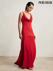 Reiss Red Vanessa Cowl Neck Sleeveless Maxi Dress (H25068) | $525