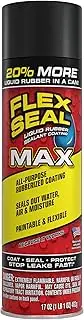 Flex Seal Max, 17 oz, Black, Stop Leaks Instantly, Waterproof Rubber Spray On Sealant Coating, Perfect for Gutters, Wood, RV, Campers, Roof Repair, Skylights, Windows, and More