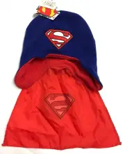 DC Comic Superman Beanie Hat with Cape Youth Boys One Size Red Blue new