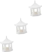 Ipetboom 3pcs Fish Tank Decorations Mini Landscape Pavilion Ceramic Pavilion Statue for Outdoor Garden Landscape Ornament