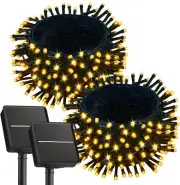 2 Pack Solar String Lights for Outside, 92Ft 240 LED Solar Lights Outdoor Waterp