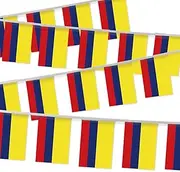 32FT Small Colombia Pennant Flag Bunting,30 PCS Mini String Banner Strip Colombians National Decor Rectangle for Holiday Restaurant Home Party School