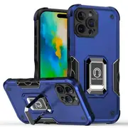 For Apple iPhone 16 Pro Max Magnetic Ring Rugged Shockproof Case Heavy Duty Protective Back Cover (Navy Blue)