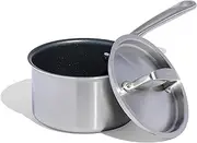 [Made In] Cookware - ProCoat 2 Quart Non Stick Sauce Pan With Lid - Graphite - 5 Ply Stainless Clad Nonstick Saucepan - Professional Cookware - Crafted in Italy - Induction Compatible