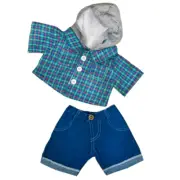 TEDDY BEAR CLOTHES Checked Hoodie and Jeans fit 16"/40cm BUILD a TEDDY BEAR