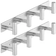 2 Pack Coat Rack Wall Mount, Stainless Steel T Shaped 4 Hooks Coat Hooks for ...
