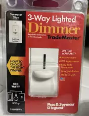 Pass & seymour 600 watt 3 way decorator dimmer switch (White)....(NOS)