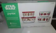 NEW Pyrex Star Wars 8 Pack Food Storage Glass 4 Containers 4 Lids Christmas Set!