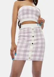 Lilac Higher Fashion Gingham Mini Skirt