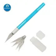 Non-slip Metal Scalpel Knife Scraper Cutter w/ 5x Blades Mobile Phone PCB Repair