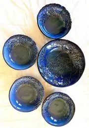 Bordallo Pinheiro INSPIRED Grapes Leaves Pasta Platter & 4 Bowls