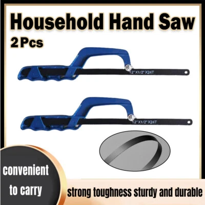 2X Aluminum Alloy Mini Hand Saw Woodworking Household Hacksaw Frame with Blade